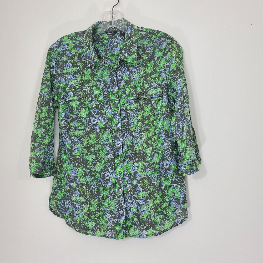 Eddie Bauer 100% Cotton Multicolored Blouse, Size Small